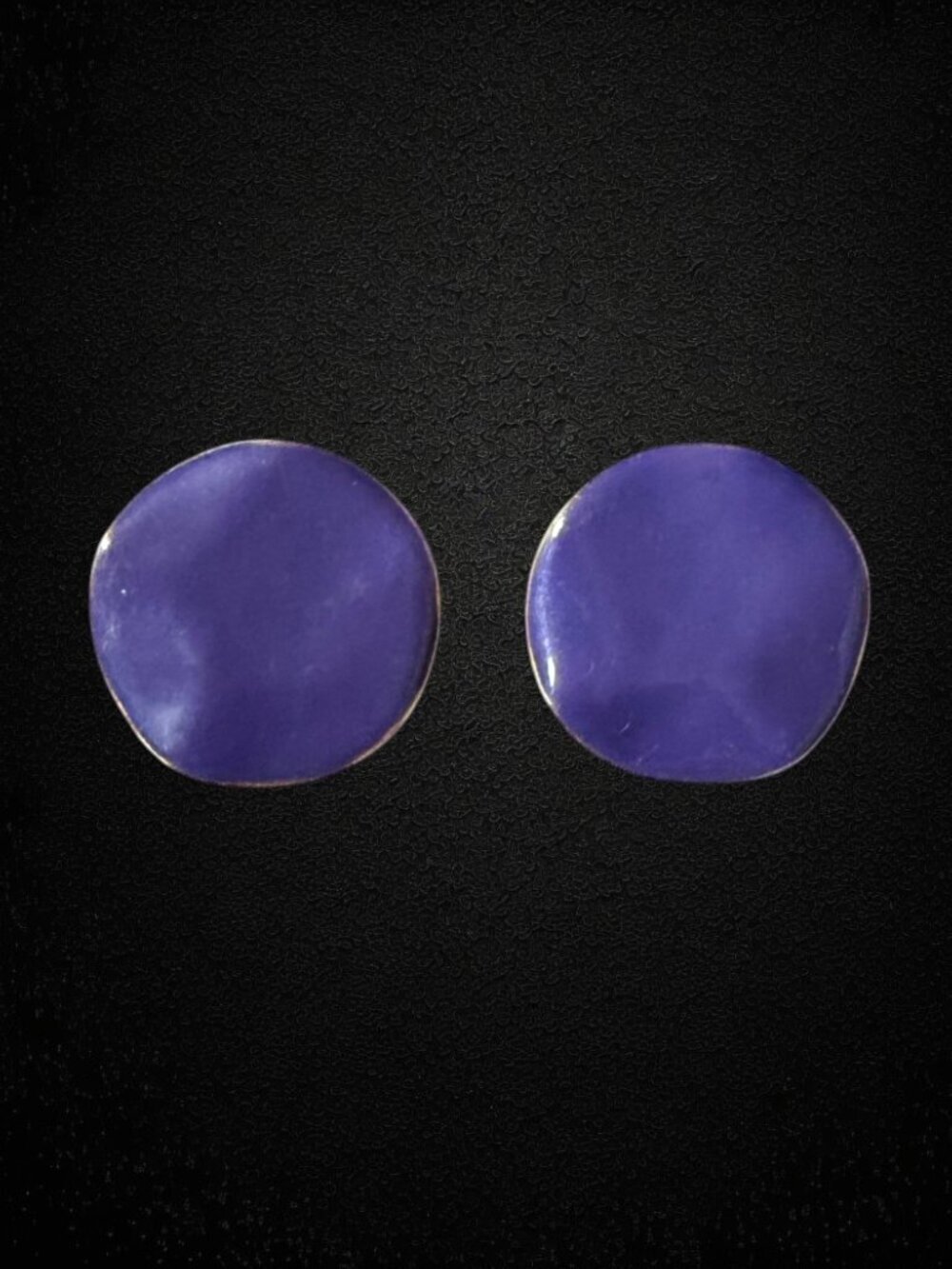 Vintage Purple Enamel Clip On Earrings Gold Tone Mod Statement 80s Bold Violet